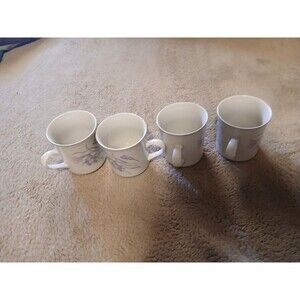 Set of 4 China Pearl Stoneware Coffee Mugs – Orchid Pattern –1987 –Discontinued